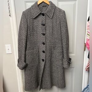 Elegant Black and Gray Patterned Trench Coat